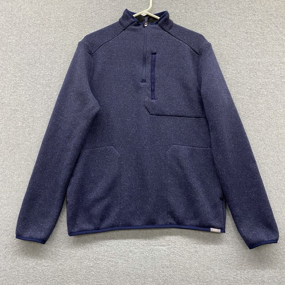FIGS Men’s On-Shift Quarter Zip Sweater Jacket Navy Blue Fleece Small S